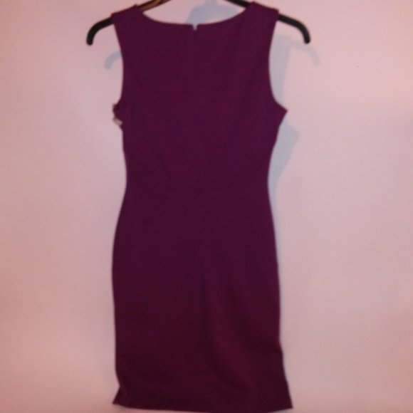 Ivank Trump Pencil Dress Size 4 Solid Purple Sleeveless Gold Hardware Criss Cros - Picture 10 of 12